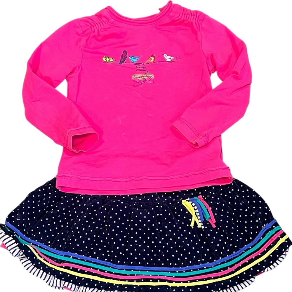 Deux par Deux Long Sleeved Shirt with Matching Corduroy Skirt, Size 2